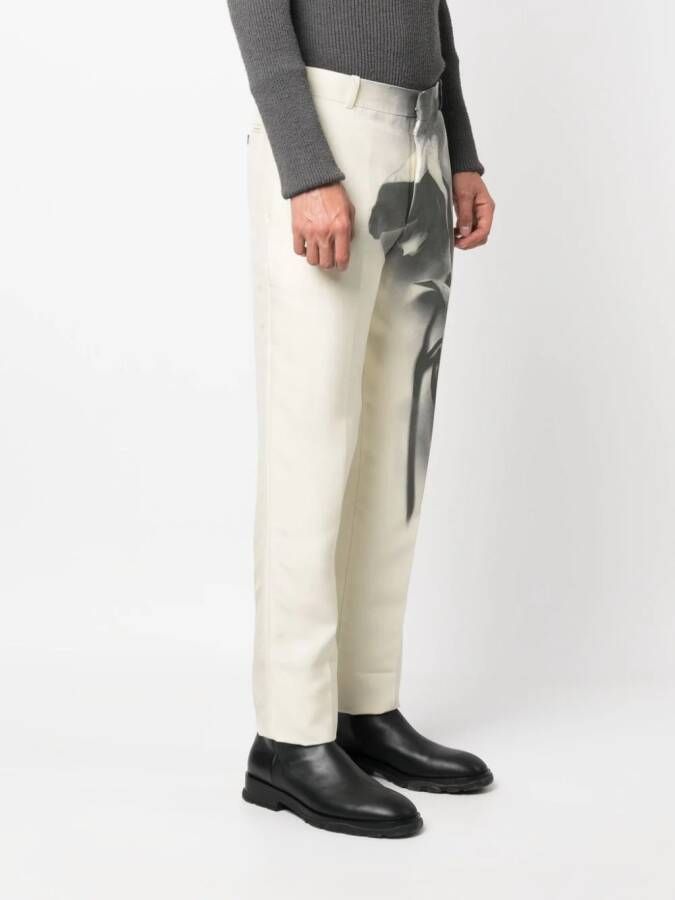 Alexander McQueen Pantalon met print Wit