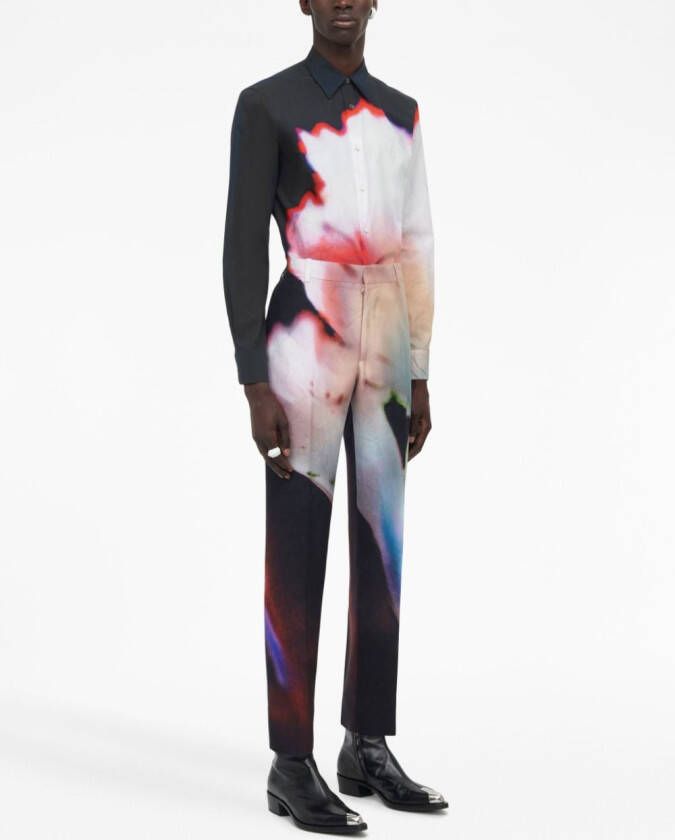 Alexander McQueen Overhemd met bloemenprint Zwart