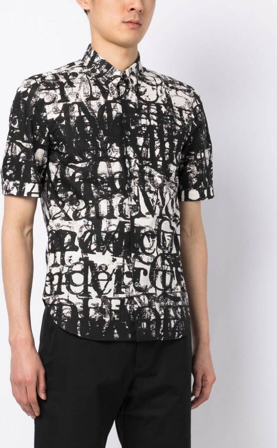 Alexander McQueen Overhemd met kalligrafie print Zwart