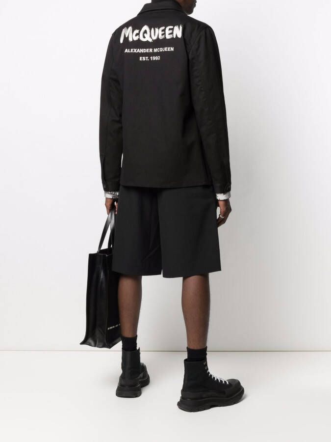 Alexander McQueen Overhemd met logoprint Zwart