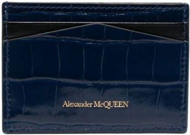 Alexander McQueen Pasjeshouder met krokodillenleer-effect Blauw
