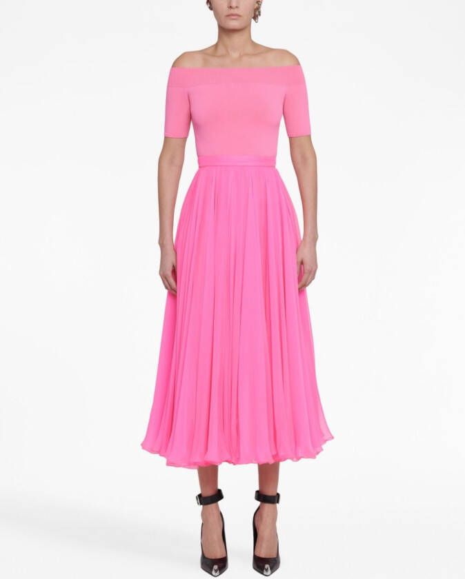 Alexander McQueen Midi-plooirok Roze
