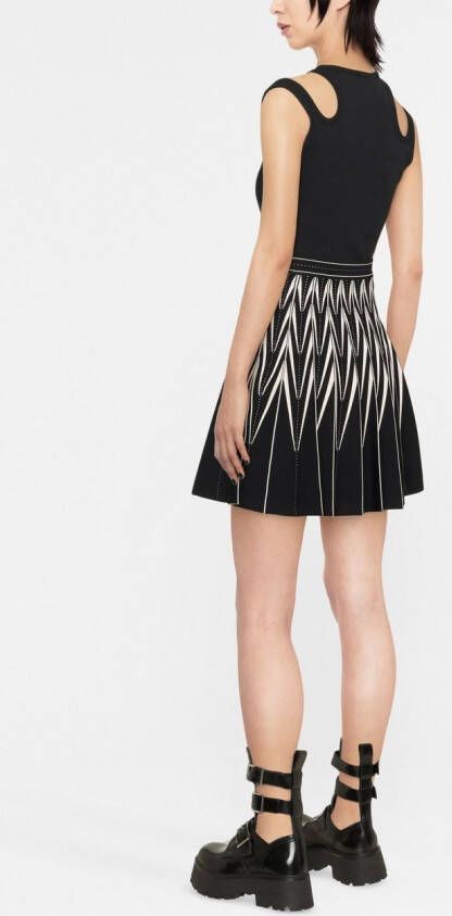 Alexander McQueen Plooirok met zigzagpatroon Zwart