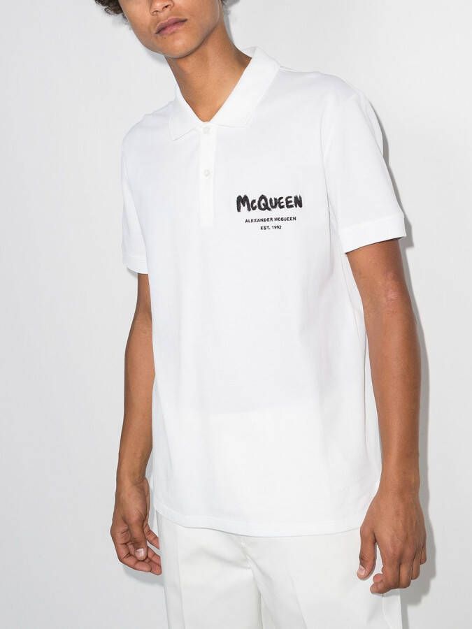 Alexander McQueen Poloshirt met graffiti-logo Wit