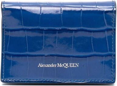 Alexander McQueen Portemonnee met krokodillenleer-effect Blauw