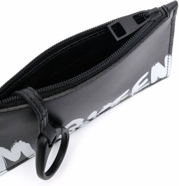 Alexander McQueen Leren portemonnee met logoprint Zwart
