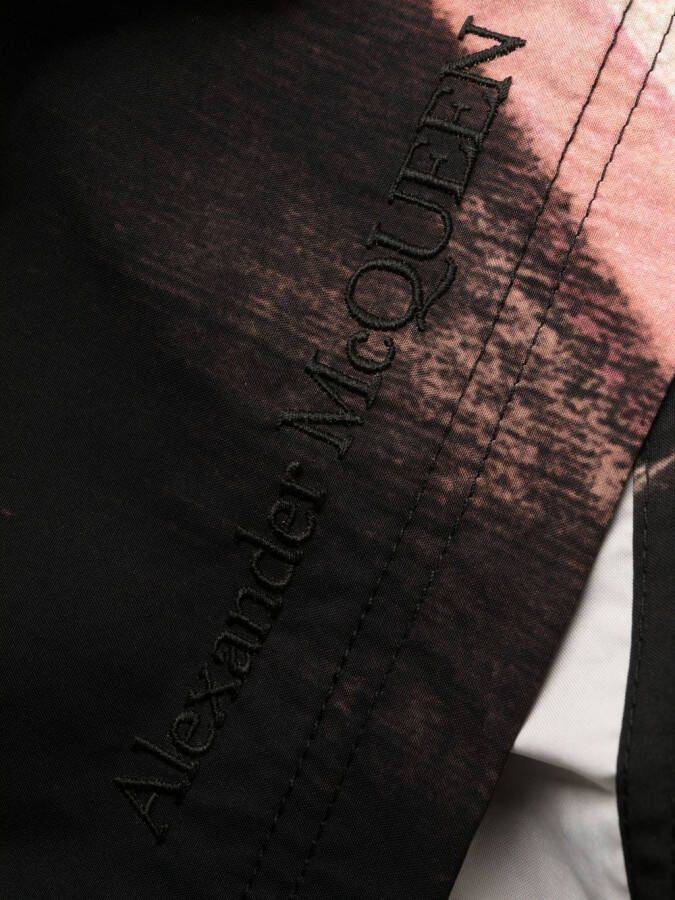 Alexander McQueen Zwembroek met geborduurd logo Zwart