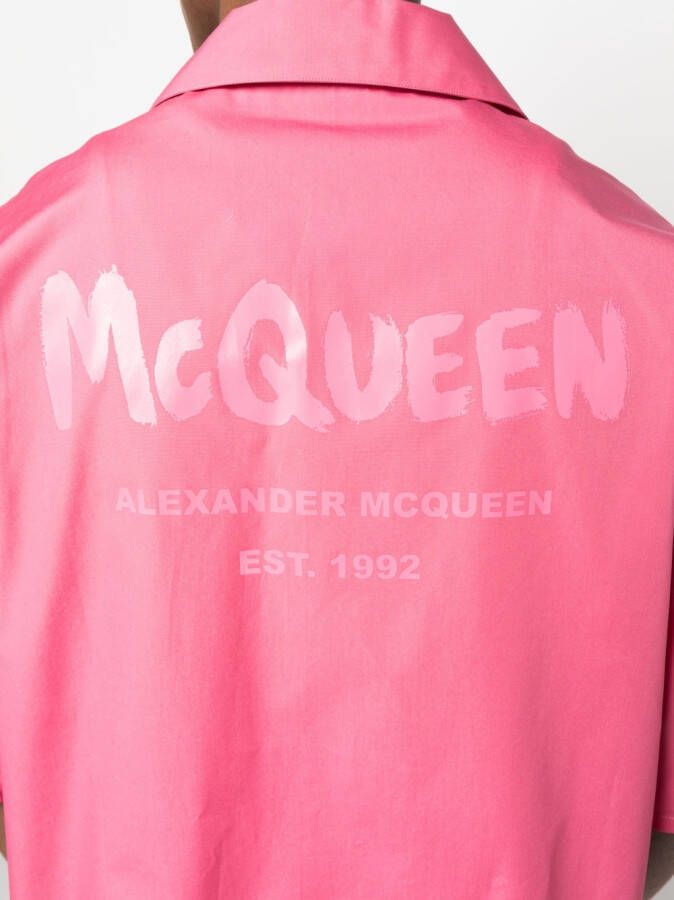 Alexander McQueen Overhemd met logoprint Roze