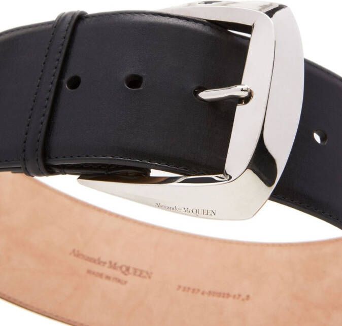 Alexander McQueen Riem met geometrische gesp Zwart