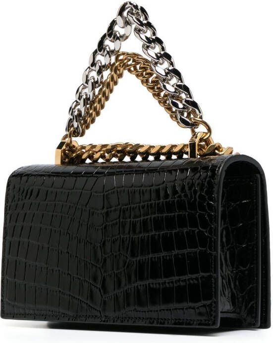 Alexander McQueen Schoudertas met krokodillenleer-effect Zwart