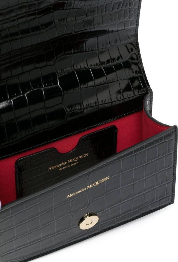 Alexander McQueen Schoudertas met krokodillenleer-effect Zwart