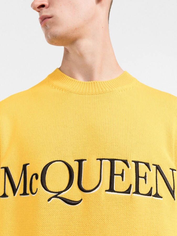 Alexander McQueen rui met geborduurd logoT Geel