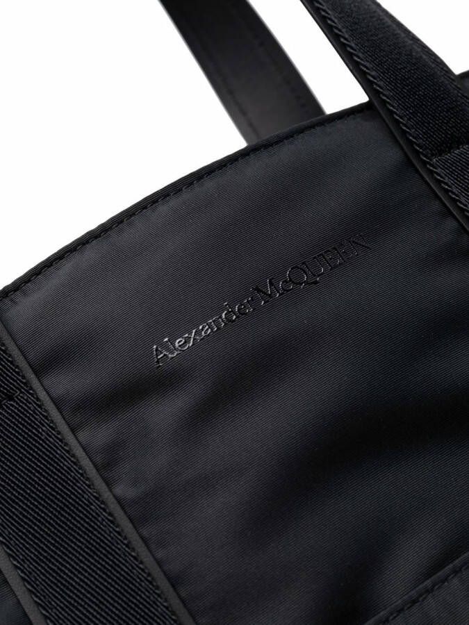 Alexander McQueen Shopper met geborduurd logo Zwart