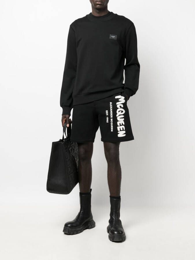Alexander McQueen Shorts met logoprint Zwart