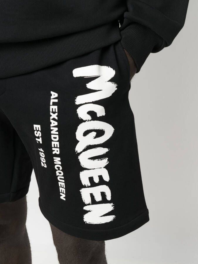 Alexander McQueen Shorts met logoprint Zwart