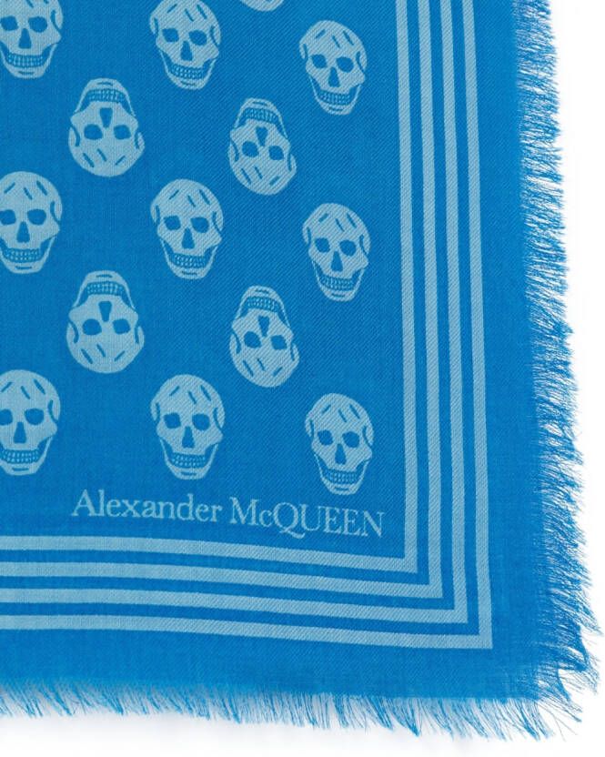Alexander McQueen Sjaal met doodskopprint Blauw