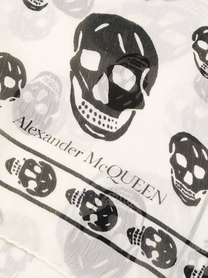 Alexander McQueen Sjaal met doodskop print Wit