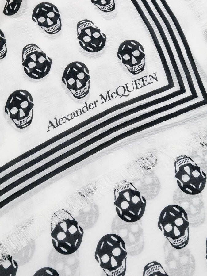 Alexander McQueen Sjaal met doodskop Wit