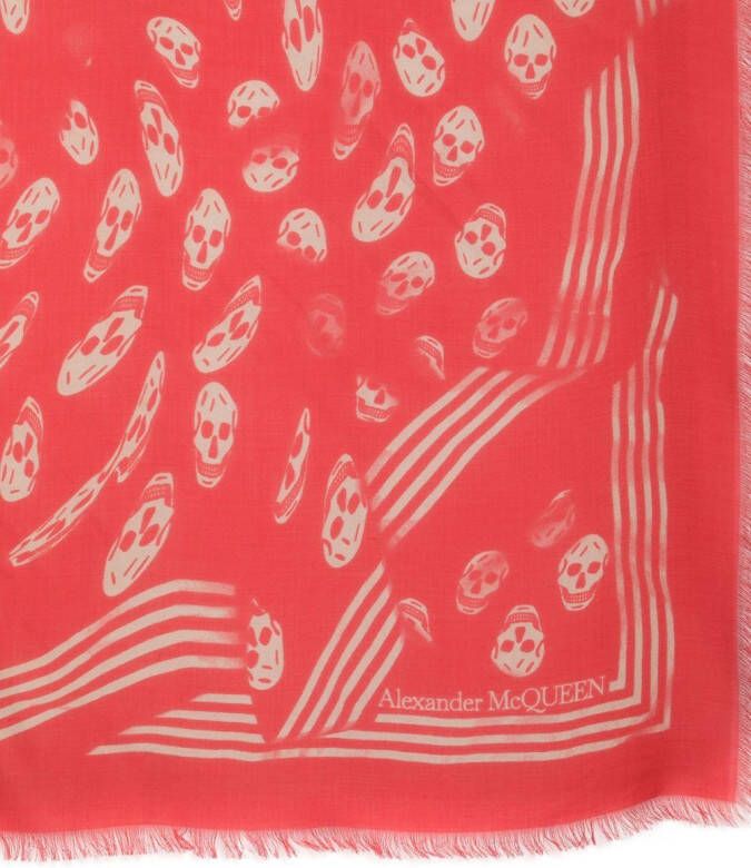 Alexander McQueen Sjaal met doodskopprint Rood