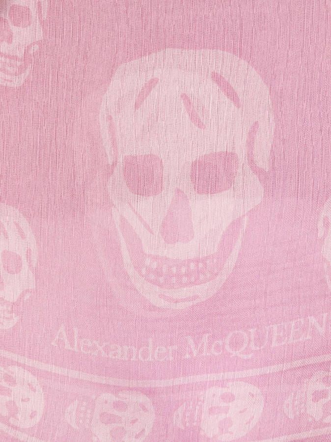 Alexander McQueen Sjaal met doodskopprint Roze