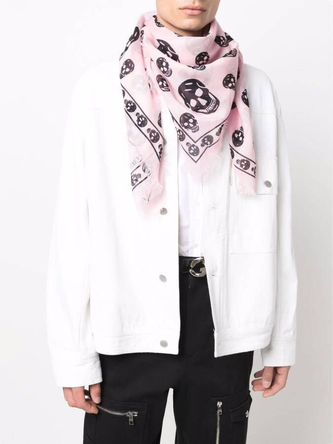 Alexander McQueen Sjaal met doodskopprint Roze