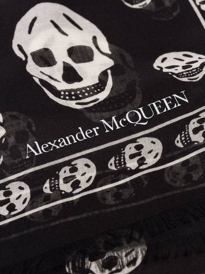 Alexander McQueen Sjaal met doodskopprint Zwart