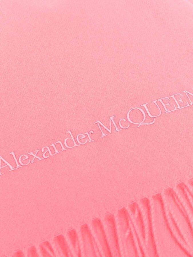 Alexander McQueen Sjaal met geborduurd logo Roze