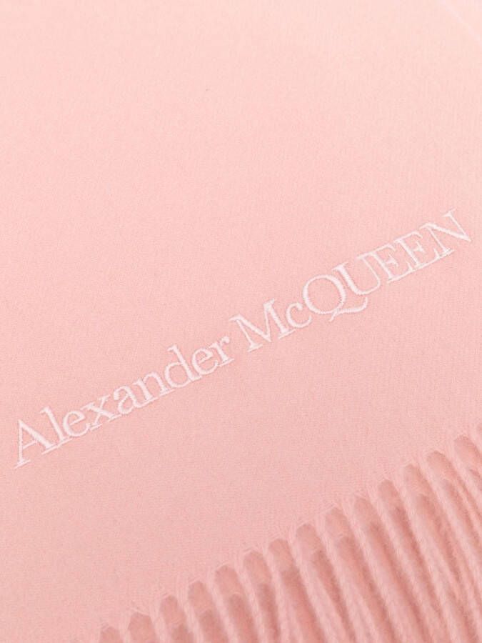 Alexander McQueen Sjaal met geborduurd logo Roze