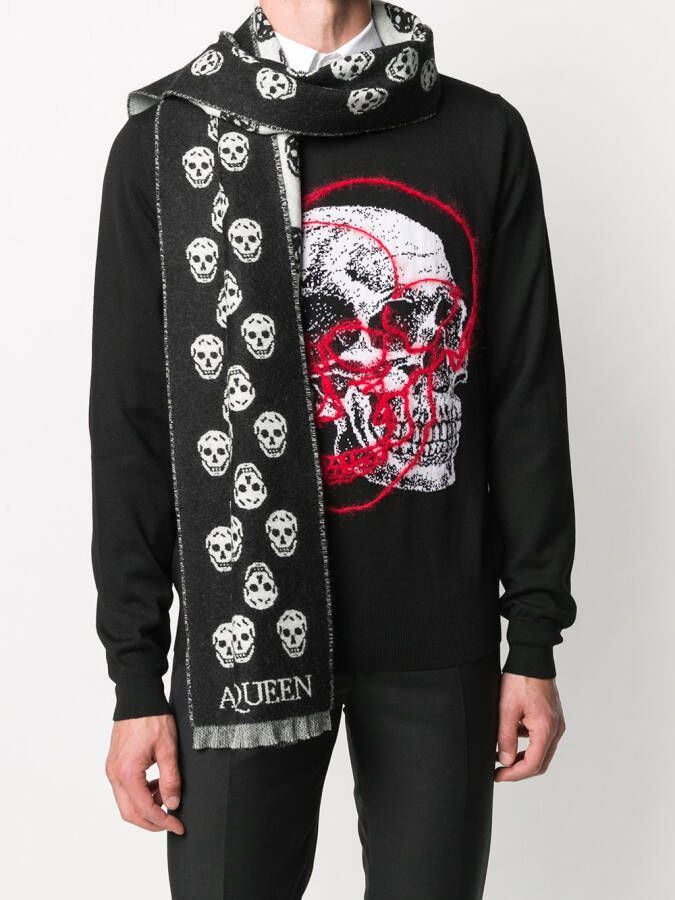 Alexander McQueen Sjaal met geweven jacquard Zwart