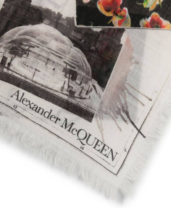 Alexander McQueen Sjaal met print Wit