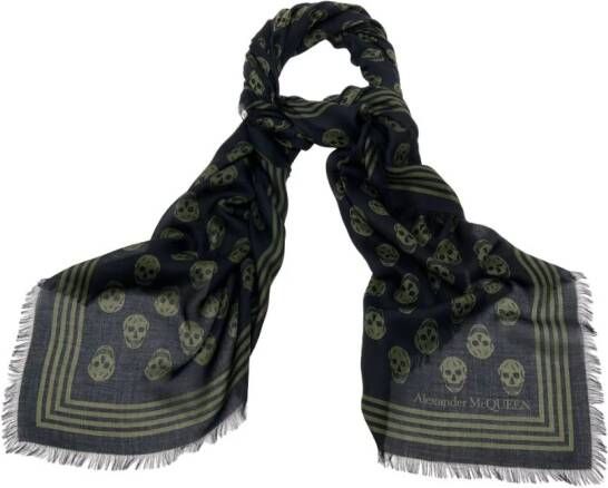 Alexander McQueen Sjaal met doodskopprint Zwart