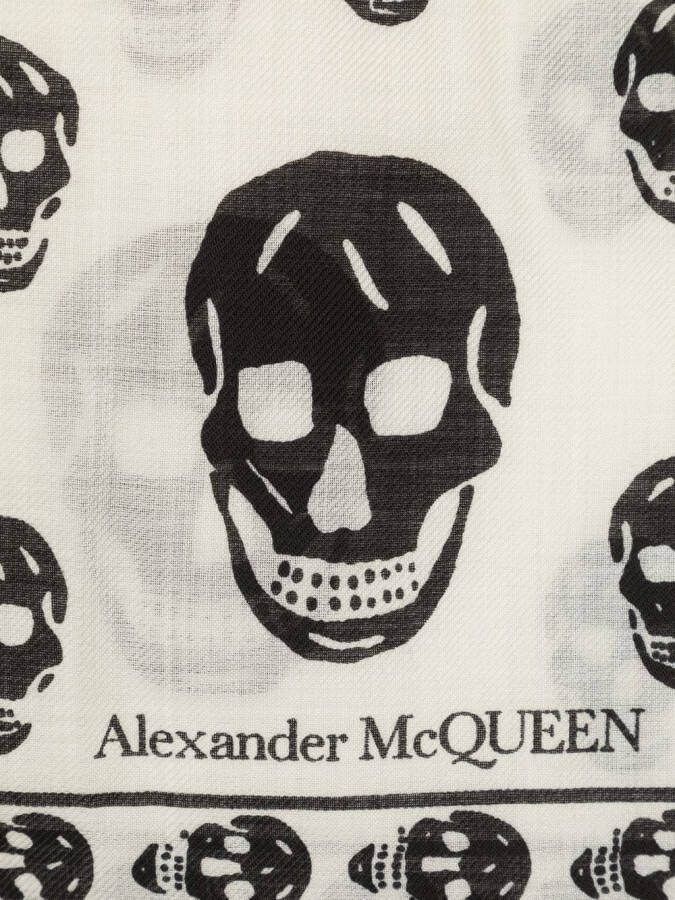 Alexander McQueen Sjaal met doodskopprint Beige