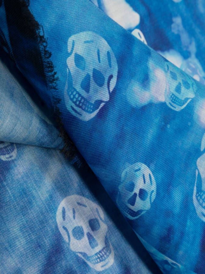 Alexander McQueen Sjaal met doodskopprint Blauw