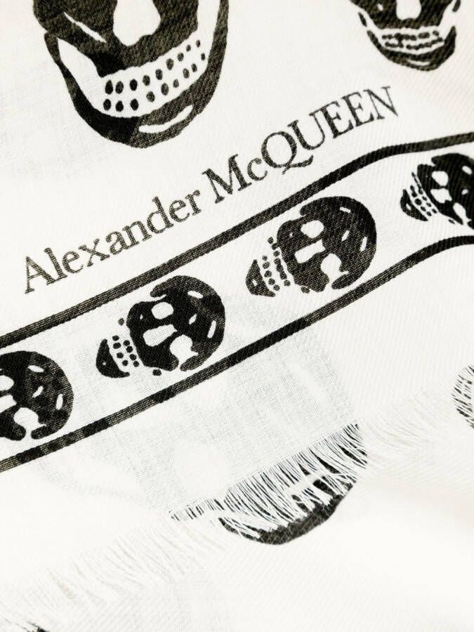 Alexander McQueen Sjaal met doodskopprint Wit