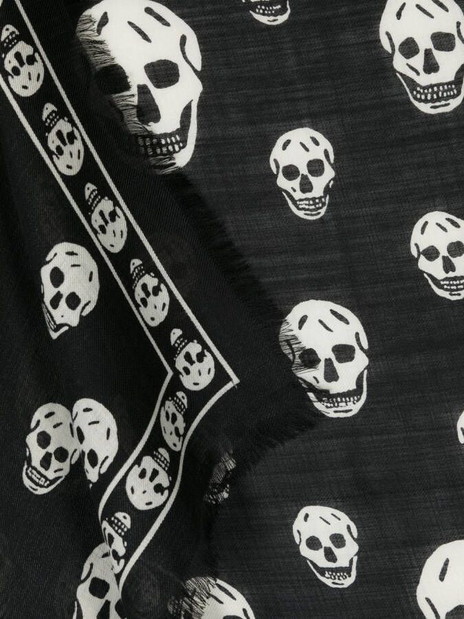 Alexander McQueen Sjaal met doodskopprint Zwart