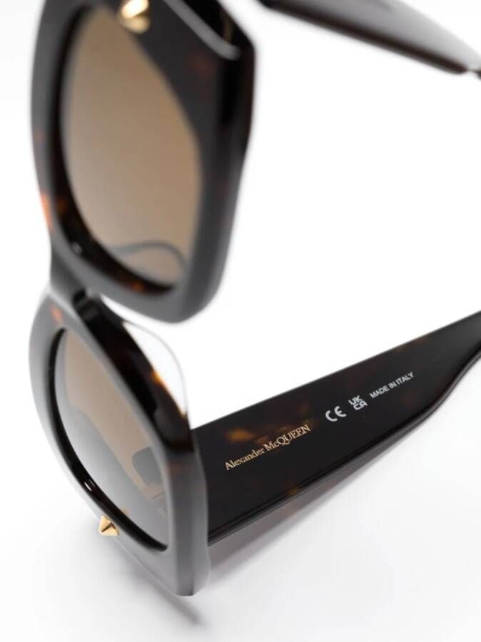 Alexander McQueen Spike Studs zonnebril met rechthoekig montuur Bruin