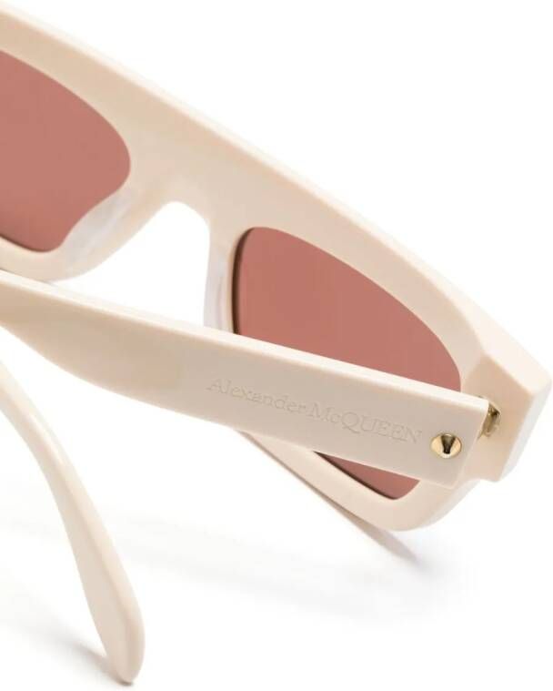Alexander McQueen Eyewear Zonnebril met vierkant montuur Beige