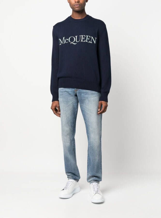 Alexander McQueen Jeans met stonewashed-effect Blauw