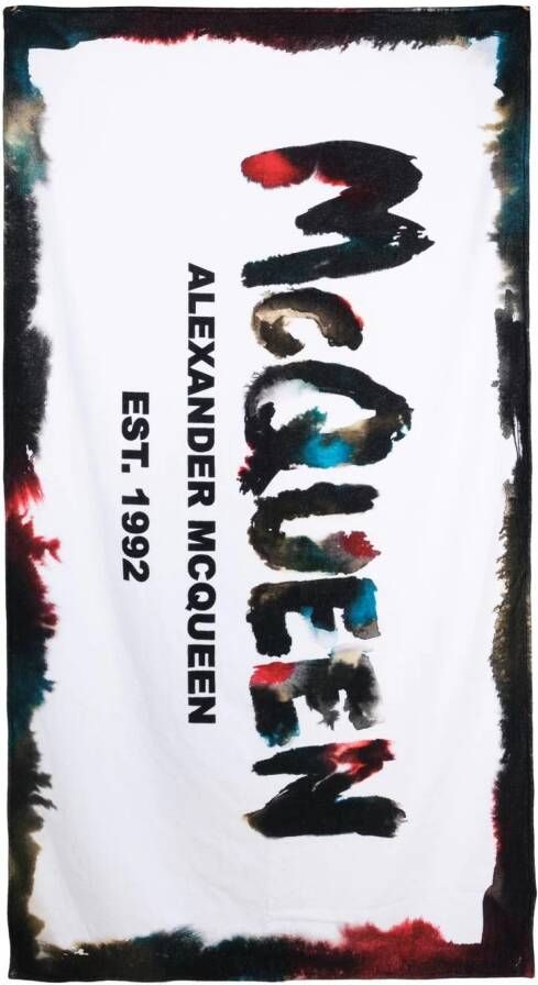 Alexander McQueen Strandhanddoek met logo Wit