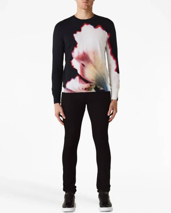 Alexander McQueen Sweater met bloemenprint Zwart
