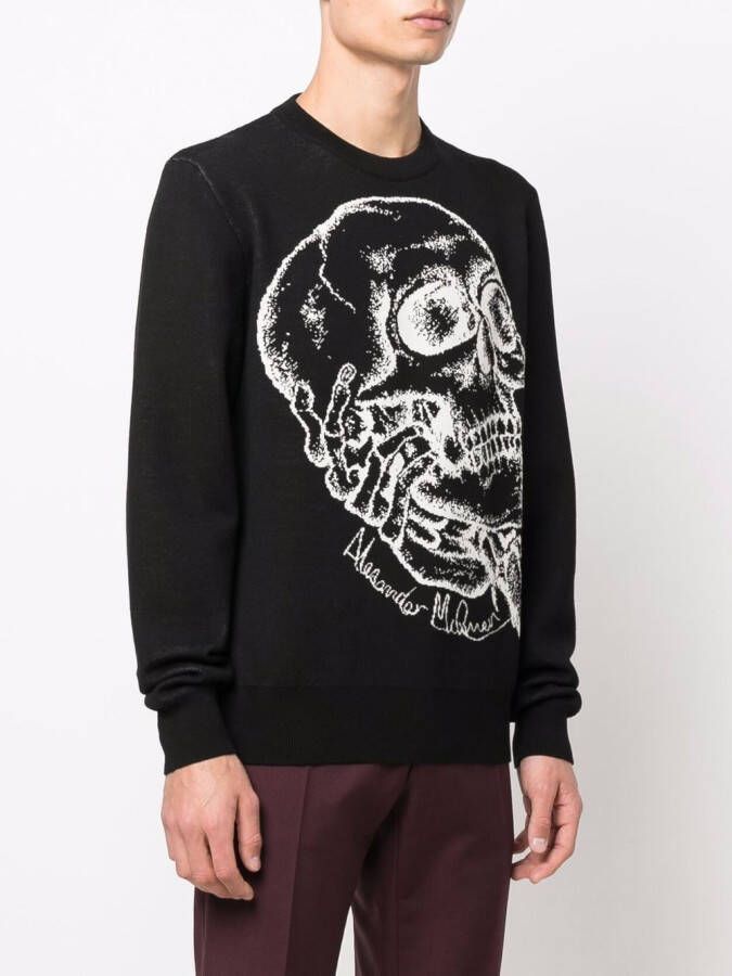 Alexander McQueen Sweater met doodskopprint Zwart
