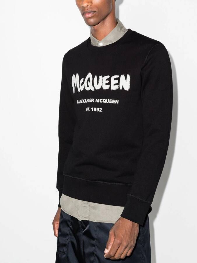 Alexander McQueen Sweater met graffiti-print Zwart