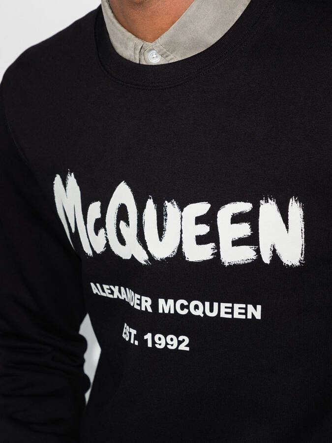 Alexander McQueen Sweater met graffiti-print Zwart
