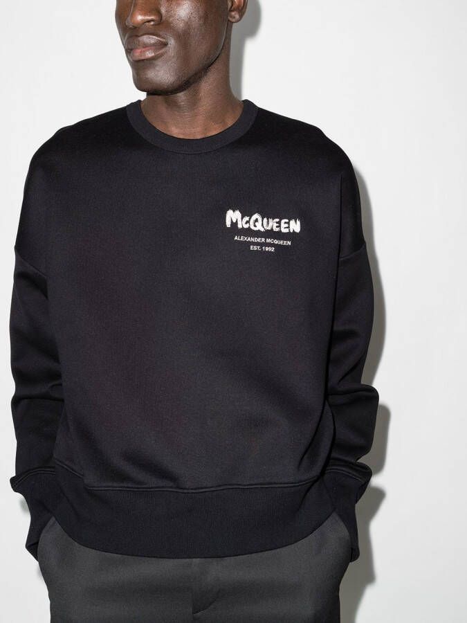 Alexander McQueen Sweater met graffiti-print Zwart