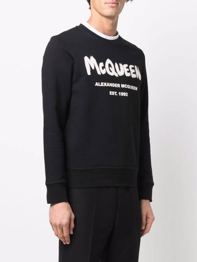 Alexander McQueen Sweater met graffiti-print Zwart