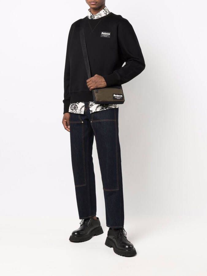 Alexander McQueen Sweater met logopatch Zwart
