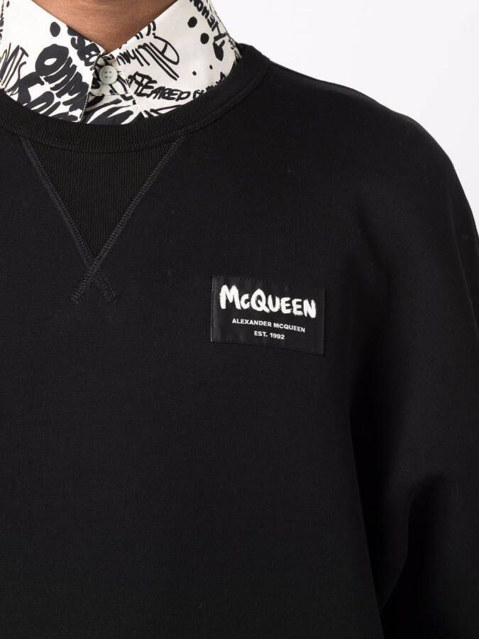 Alexander McQueen Sweater met logopatch Zwart