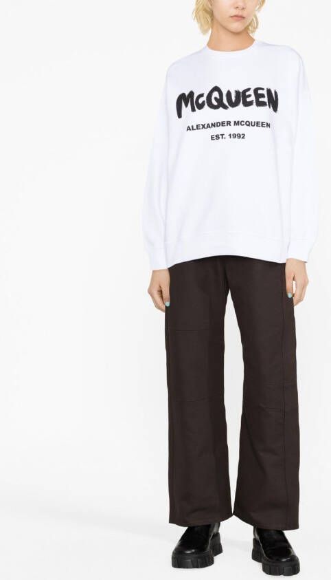 Alexander McQueen Sweater met logoprint Wit