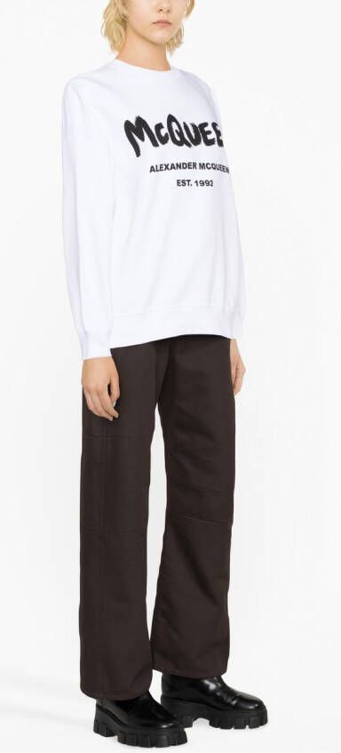 Alexander McQueen Sweater met logoprint Wit