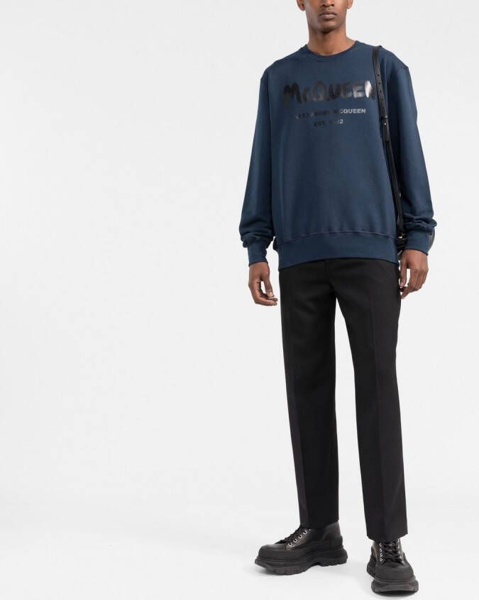 Alexander McQueen T-shirt met graffiti-print Blauw